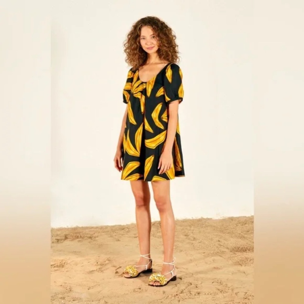 Farm Rio Ripe Banana Linen Mini Dress Size XL